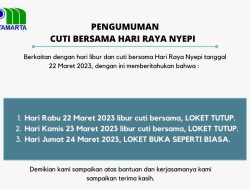 Berikut! Operasional Loket PDAM Tirtamarta pada Cuti Hari Raya Nyepi dan Selama Ramadhan