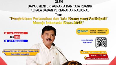Kuliah Umum Menteri ATR/Kepala BPN di Youtube STPN Yogyakarta