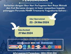 Cuti Bersama Waisak, Loket PDAM Tirtamarta Tutup