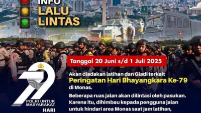 Penutupan Jalan Parade HUT Bhayangkara 1 Juli 2025 di Jakarta