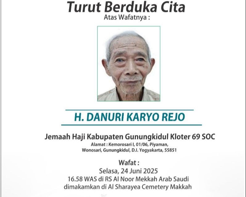 Jamaah Haji Gunungkidul Wafat di Makkah