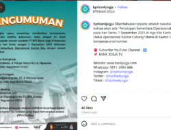 Pengumuman Penutupan Sementara Operasional Kantor Kas Bank Jogja pada 1 September 2025