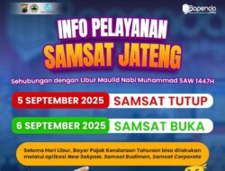 Jadwal layanan Samsat Magelang 6 September 2025 Setelah Libur Maulid Nabi, Apakah Buka?