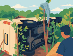 Hendak Mengisi Mesin ATM, Mobil Pengangkut Uang Terguling ke Sawah di Jalan Hutan Sodong Paliyan