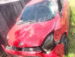 Daihatsu Ayla Dikemudikan Pemuda asal Panggungharjo Terperosok ke Sungai di Tikungan Patalan Jalan Parangtritis